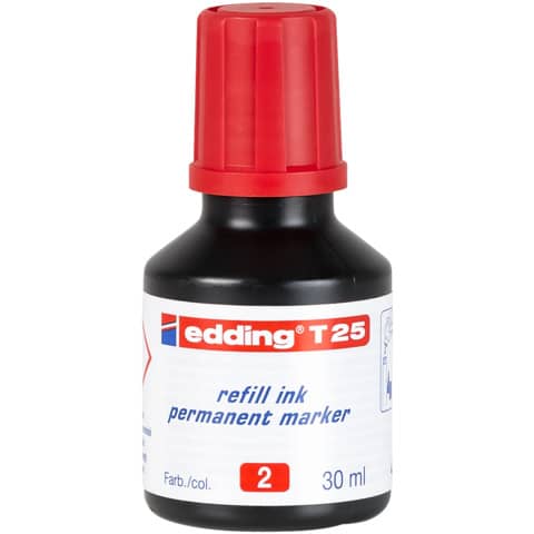 Inchiostro permanente per ricarica edding T 25 rosso - 30 ml E-T25 002